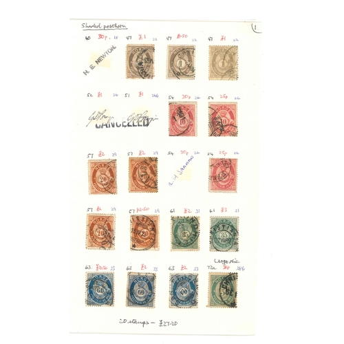 2212 - Norway; remainder club exchange booklet with range of used Posthorn issues 1871-1929. Remainder pric... 