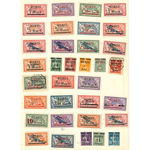 2120 - Memel; 1920-23 small collection on four pages, some used, mostly m.m., inc. some Lithuanian Occupati... 