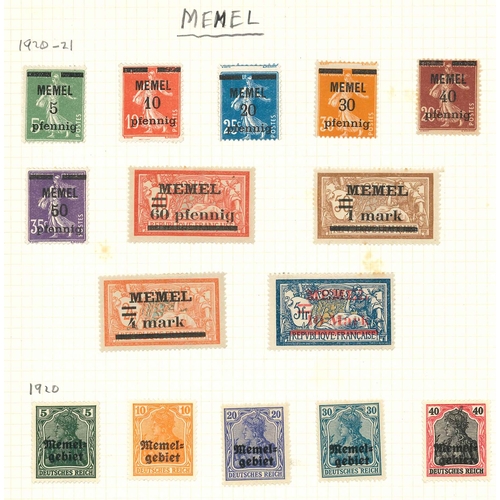 2120 - Memel; 1920-23 small collection on four pages, some used, mostly m.m., inc. some Lithuanian Occupati... 