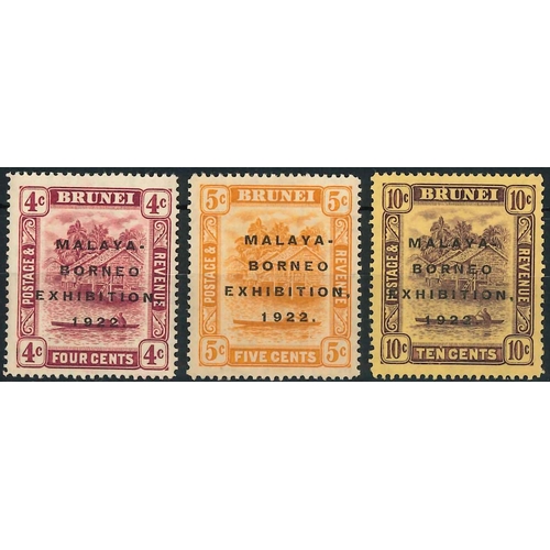 1450 - Brunei; 1922 Exhibition 4c, 5c, and 10c, each with the 