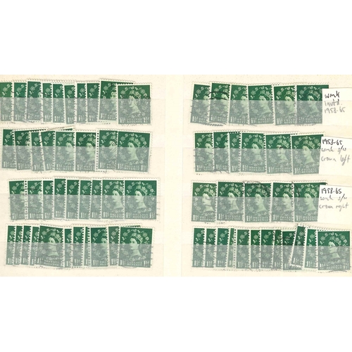 3390 - UK Mixed Lots; stockbook of duplicated used definitives, all with inverted or sideways watermarks. (... 