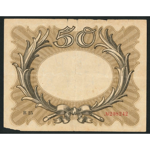 91 - Banknotes; Germany; 1918 50m (nicknamed the 