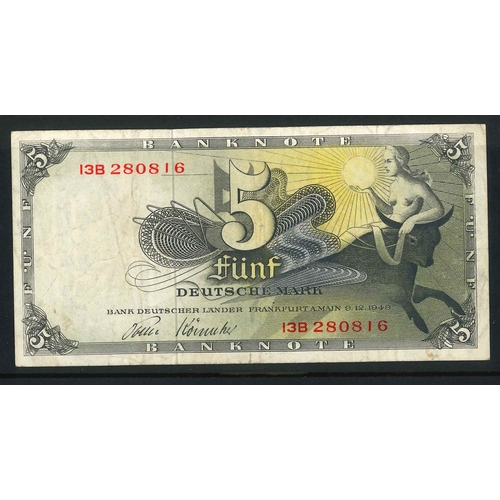 106 - Banknotes; Germny; West Germany; 1948 5m with serial prefix 13B, F+. Krause 13i.... 