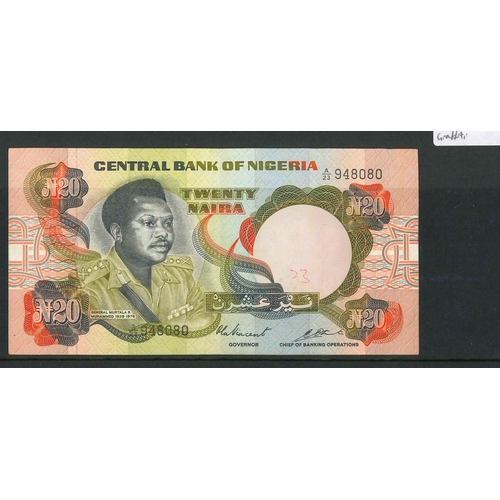 143 - Banknotes; Nigeria; 1977-84 20 Nairi Krause 18b, about VF (small graffiti on obverse).... 