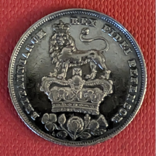 360 - UK Coins; 1825 shilling VF+ with nice natural black toning.