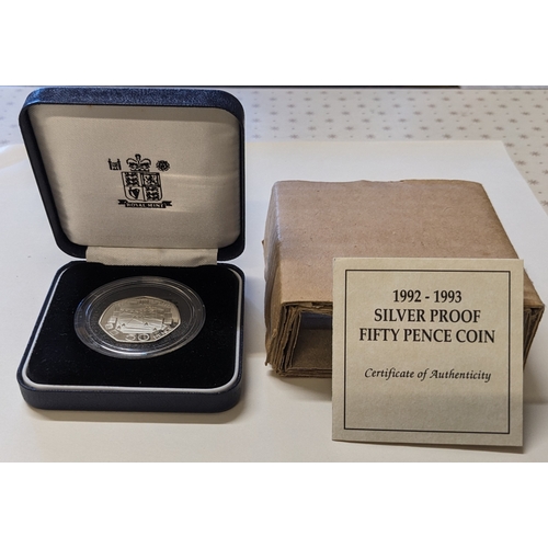 363 - UK Coins; 1992-1993 50p EU Presidency silver proof in original box.