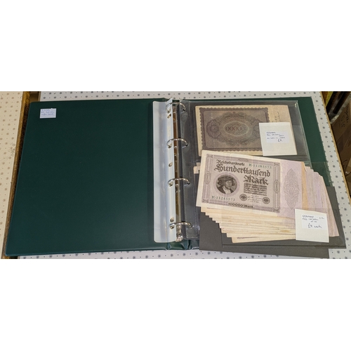80 - Banknotes; Germany; folder of inflation period notes, all larger size, with some duplication. Priced... 