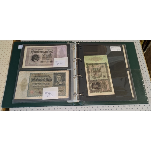 80 - Banknotes; Germany; folder of inflation period notes, all larger size, with some duplication. Priced... 