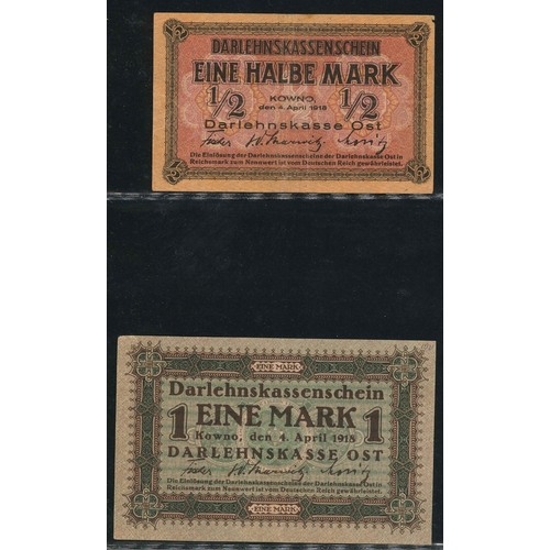 134 - Banknotes; Lithuania (German Occupation); 1918 full set of eight denominations, between VG and VF gr... 