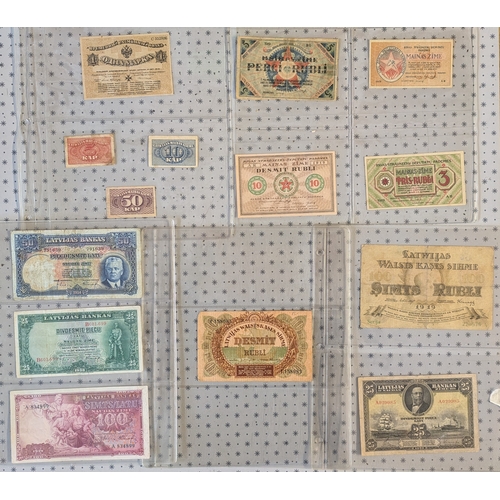 129 - Banknotes; Latvia; 1919-96 collection in pages inc. 1919 Bermondt-Avalov Army 1m EF, 1919 100m VG, 1... 