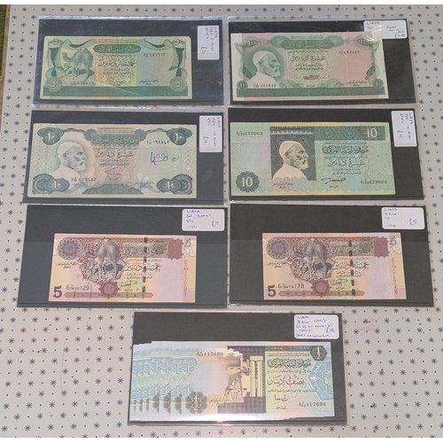 130 - Banknotes;&nbsp;Libya; 1980-91 seln. of six different, plus group of seven consecutive. Priced at &p... 