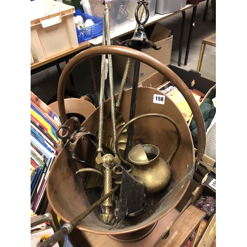 158 - COPPER BUCKET, JUG & BRASS ITEMS