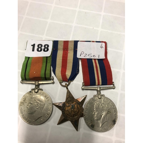 188 - SET OF 3 WAR MEDALS