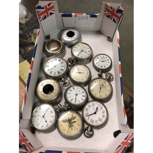 203A - TUB OF 9 POCKET WATCHES