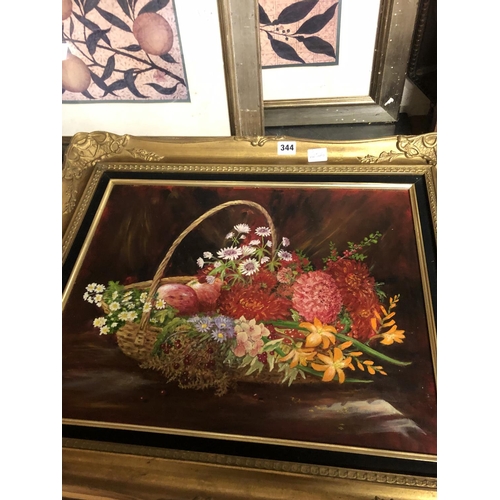 344 - OIL PAINTING AND MATCHING FRAME