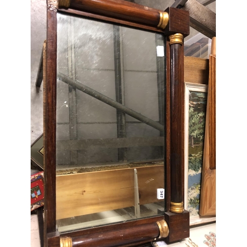 347 - MAHOGANY OVER MANTLE MIRROR A/F