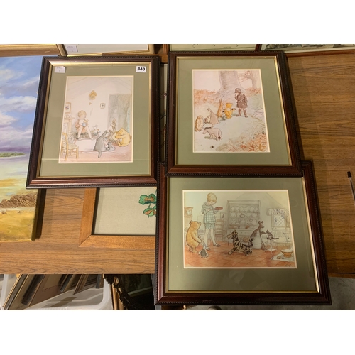 340 - 3 FRAMED WINNIE THE POOH PICTURES