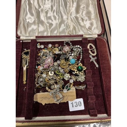 130 - BOX OF JEWELLERY