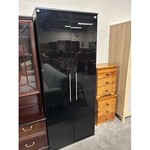 469 - GLOSS BLACK DOUBLE WARDROBE