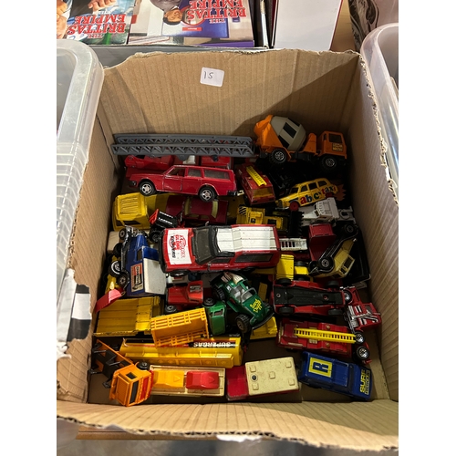 15 - x6 BOXES OF CARS, LORRY ECT. TO INCLUDE CORGI, DINKY & MATCHBOX. SOME BOXED