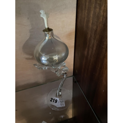 219 - ART DECO GLASS OIL LAMP