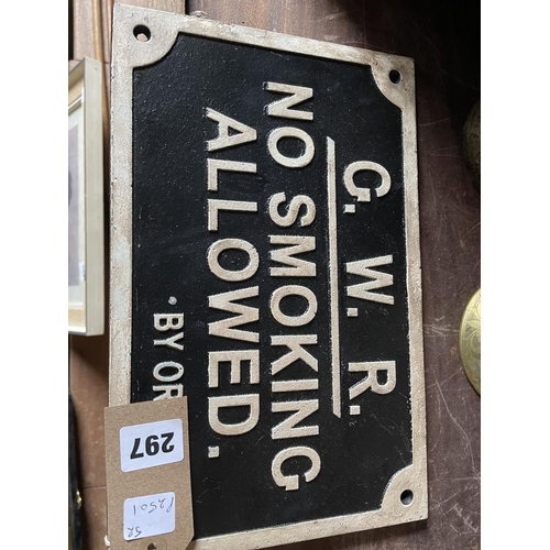 297 - CAST IRON G.W.RAILWAY SIGN