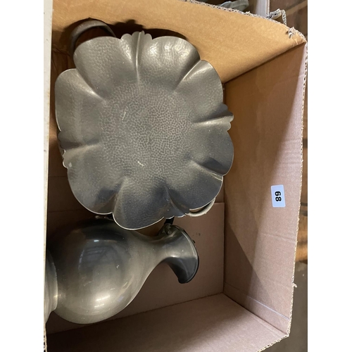 68 - BOX OF PEWTER