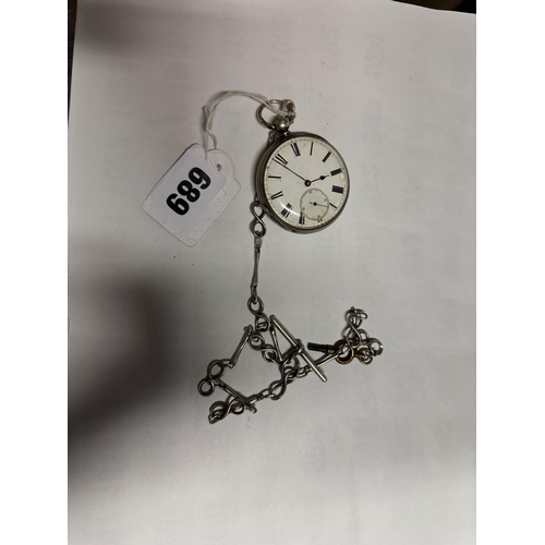 689 - SILVER CHAIN & POCKET WATCH