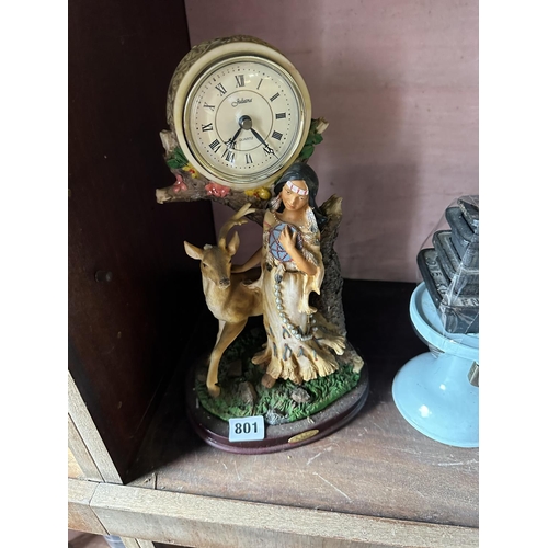 801 - AMERICAN INDIAN FIGURINES & CLOCK