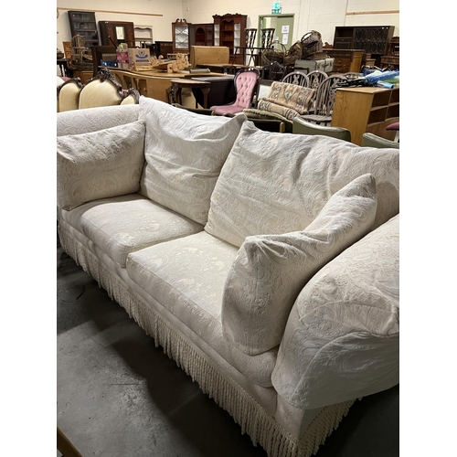 351 - LARGE CHARN WOOD CREAM SOFA