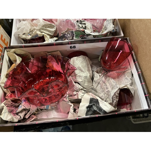 68 - X2 BOXES OF CRANBERRY GLASSWARE