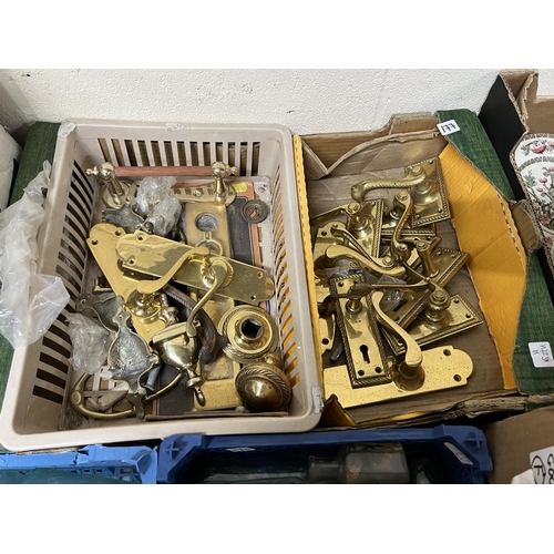 177 - BOX OF OLD DOOR HANDLES