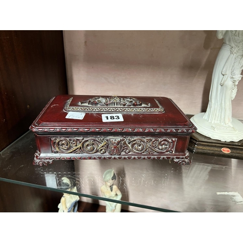 183 - ORNATE BOX WITH DOMINOS