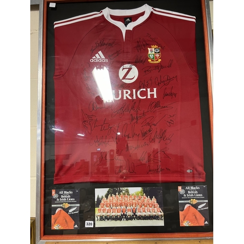 320 - AUTOGRAPHED SIGNED BRITISH LIONS RUGBY SHIRT