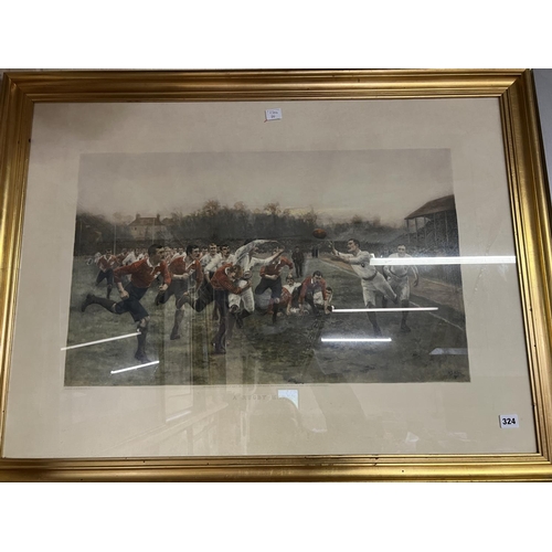 324 - EARLY VICTORIAN PRINT 'THE RUGBY MATCH'