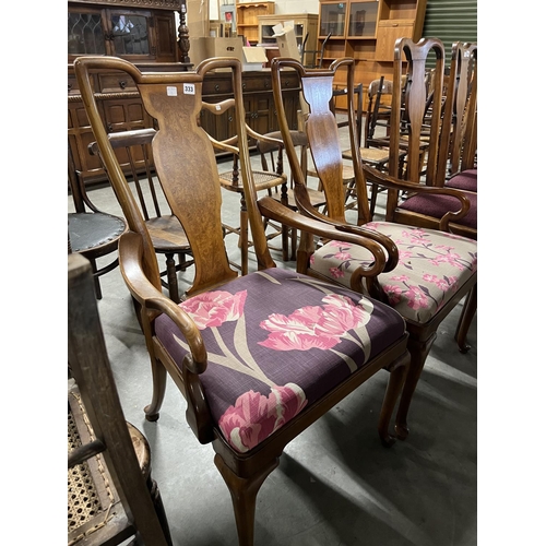 333 - X2 ANTIQUE QUEEN ANNE CARVER CHAIRS