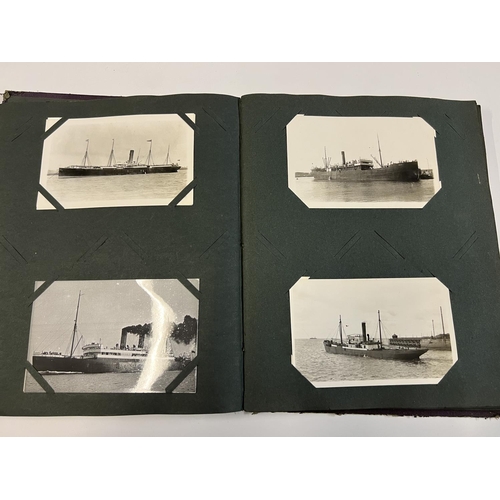 144 - OLD POSTCARD ALBUM WITH OVER 120 SHIP CARDS