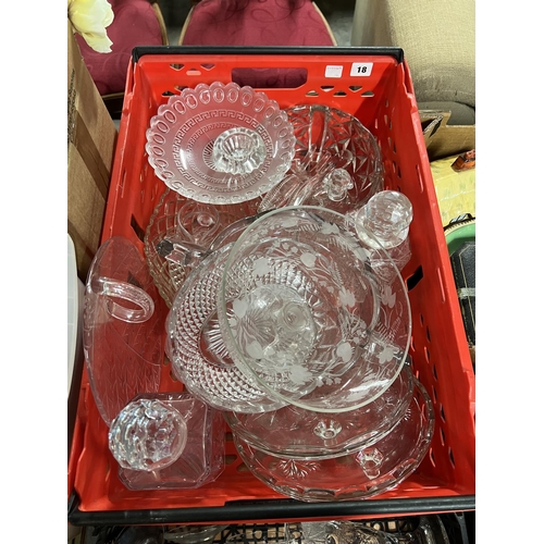 18 - BOX OF CUT GLASS