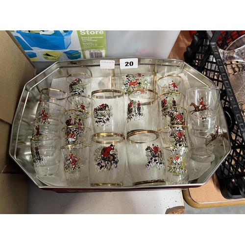 20 - BOX OF HUNTING GLASSWARE