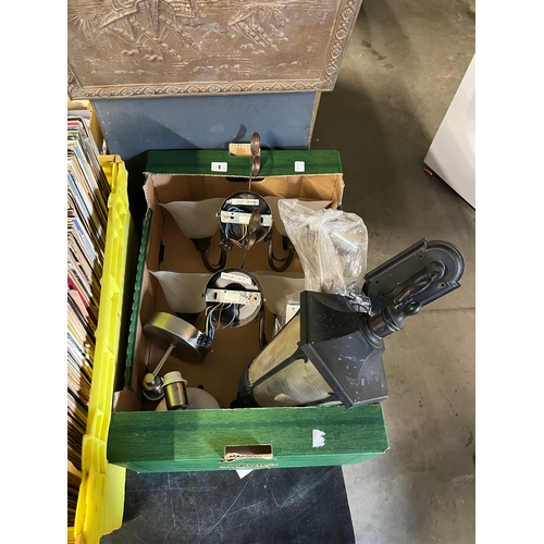 1 - BOX OF LIGHT FITTINGS (SOME NEW)