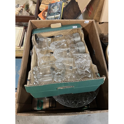 44 - X3 BOXES OF KITCHENALIA & GLASS