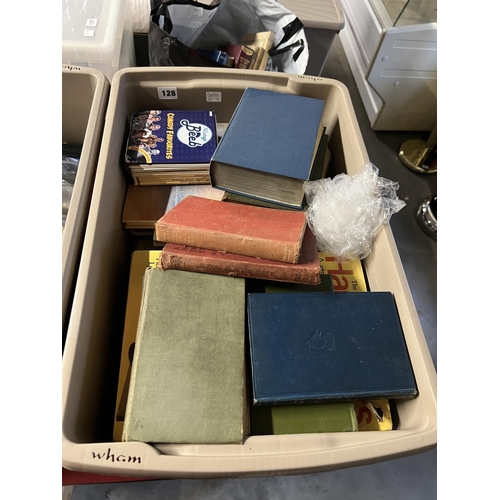 128 - BOX OF BOOKS &  MISC ITEMS