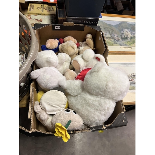 145 - BOX OF x11 CUDDLY SOFT TOYS