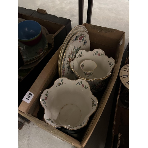 149 - BOX OF FLORAL PLATES & OTHERS