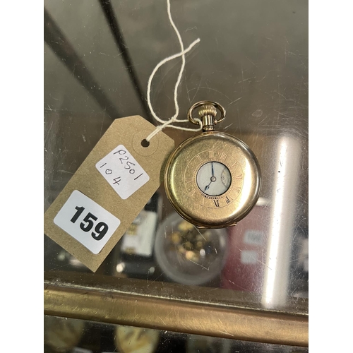 159 - GOLD PLATED 1/2 HUNTER POCKET WATCH