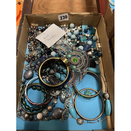 230 - SELECTION OF BLUE NECKLACES & LARGE QUANTITIES OF COSTUME JEWELLERY