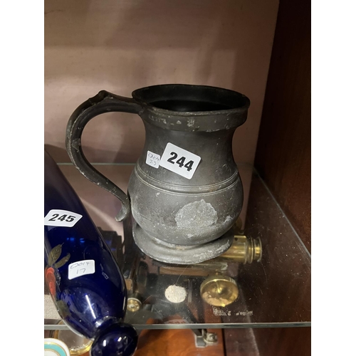 244 - VICTORIAN QUART PEWTER TANKARD