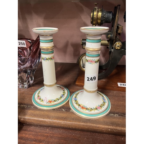 249 - PAIR OF VICTORIAN PAINTED CANDLESTICKS