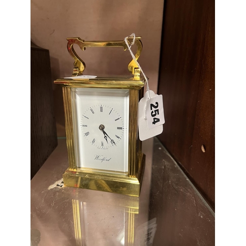 254 - GOOD QUALITY HEAVY WOODFORD BRASS CARRIAGE CLOCK