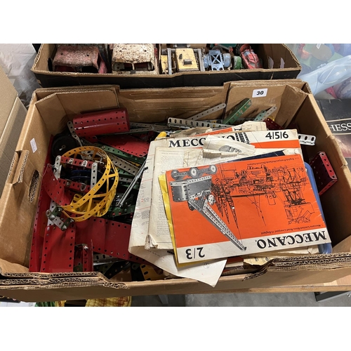 30 - LARGE BOX OF OLD MECCANO & BOOKLETS